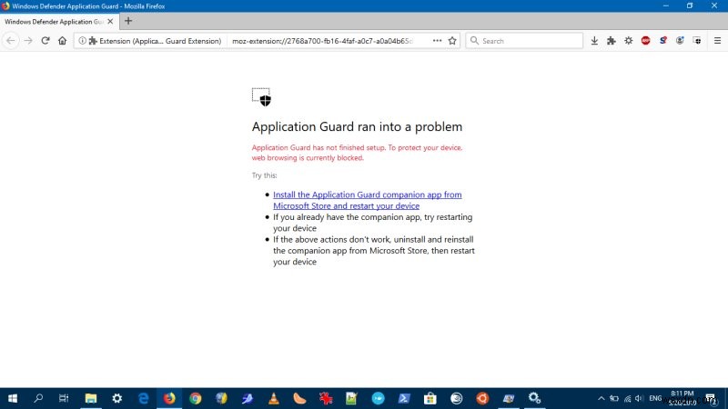 Windows Defender Application Guard를 사용해 보고 싶었습니다.