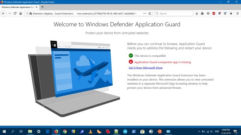 Windows Defender Application Guard를 사용해 보고 싶었습니다.