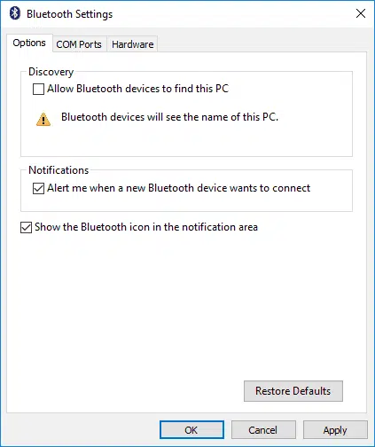 해결됨:Windows 10의 시스템 트레이에서 Bluetooth 아이콘 누락