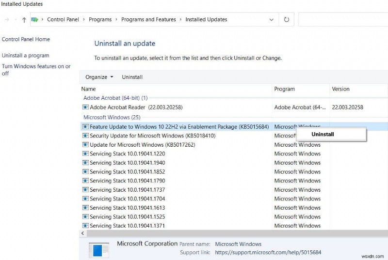 기능 업데이트 Windows 10 버전 22H2를 제거하는 3가지 방법