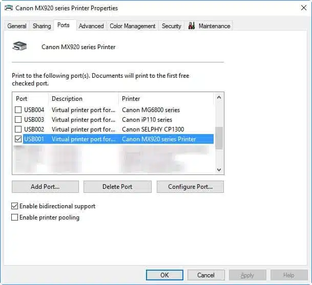해결됨:Canon 프린터가 Windows 10에서 응답하지 않는 문제