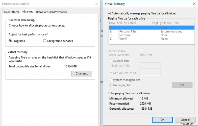 Windows 10에서 시스템 및 압축 메모리 높은 CPU 사용량 수정