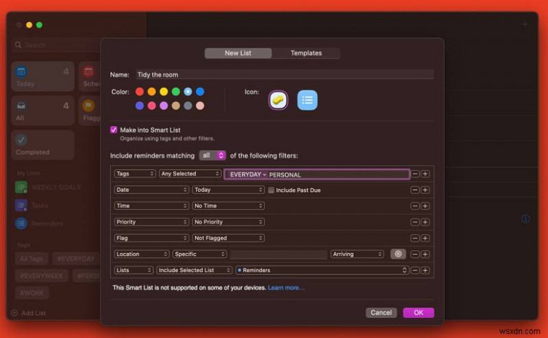 macOS 미리 알림의 마스터 스마트 목록:Mac의 생산성 향상 