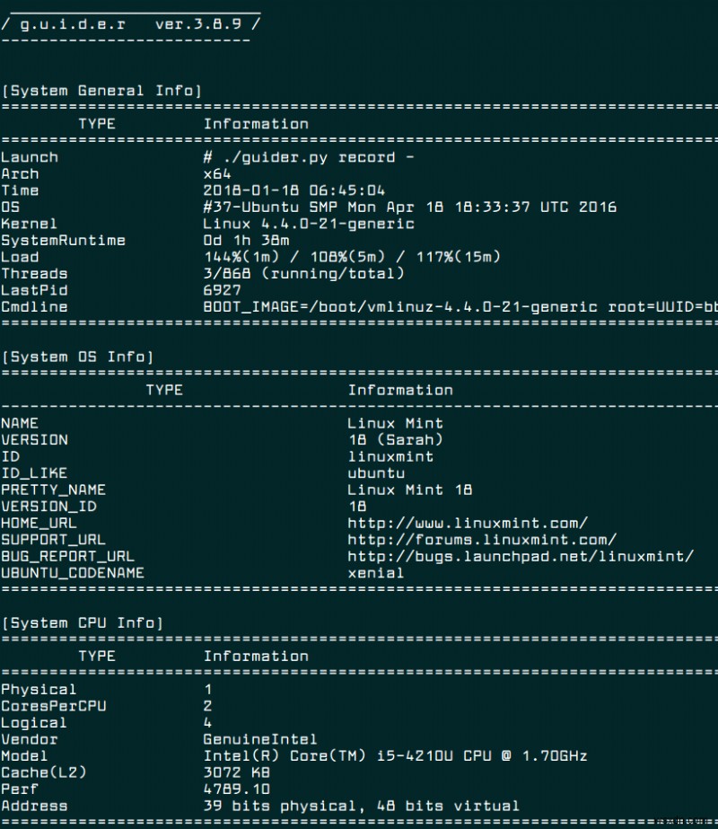 Guider – 최고의 Linux 시스템 성능 분석기 
