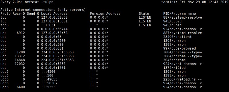 Linux에서 TCP 및 UDP 포트를 실시간으로 모니터링하는 방법 