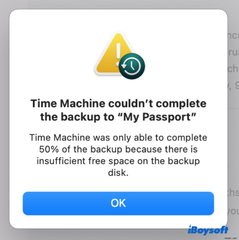 macOS Sonoma, Ventura 및 Sequoia에서  Time Machine이 백업을 완료할 수 없습니다  오류 해결 