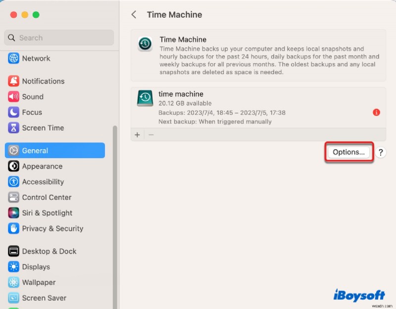 macOS Sonoma, Ventura 및 Sequoia에서  Time Machine이 백업을 완료할 수 없습니다  오류 해결 