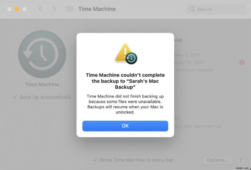 macOS Sonoma, Ventura 및 Sequoia에서  Time Machine이 백업을 완료할 수 없습니다  오류 해결 