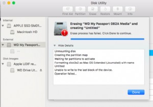 macOS 디스크 유틸리티 오류 69760 수정: 장치의 마지막 블록에 쓸 수 없습니다  