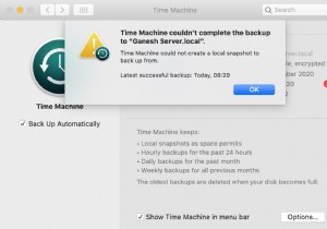macOS에서 Time Machine 로컬 스냅샷 생성 오류 해결하는 방법