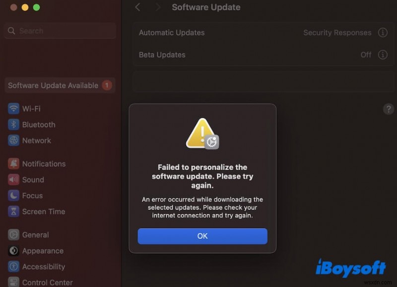 macOS Sequoia로 업데이트할 때  소프트웨어 업데이트를 개인화하지 못했습니다  오류 해결 