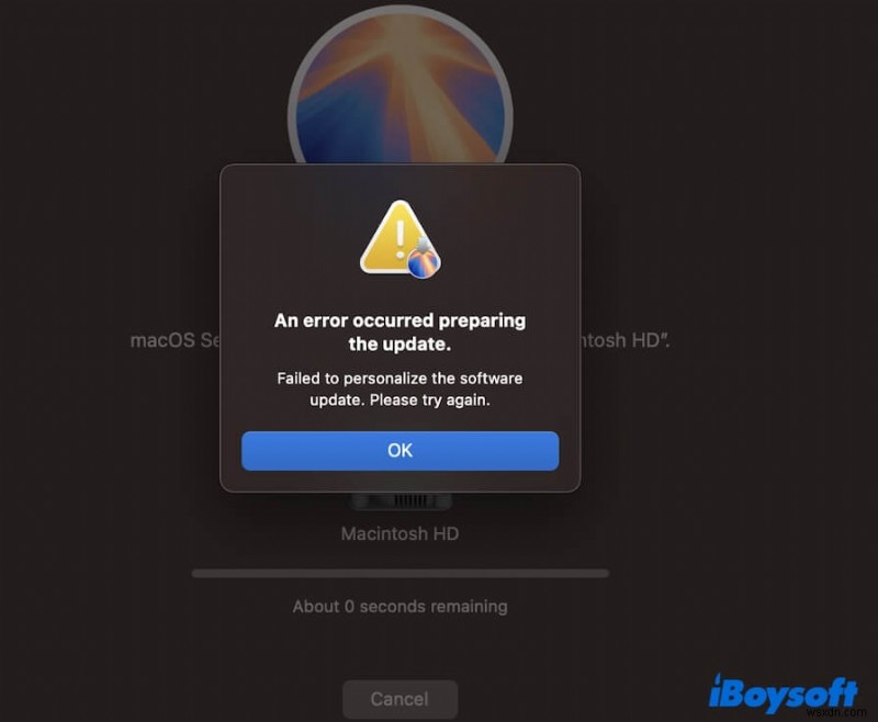 macOS Sequoia로 업데이트할 때  소프트웨어 업데이트를 개인화하지 못했습니다  오류 해결 