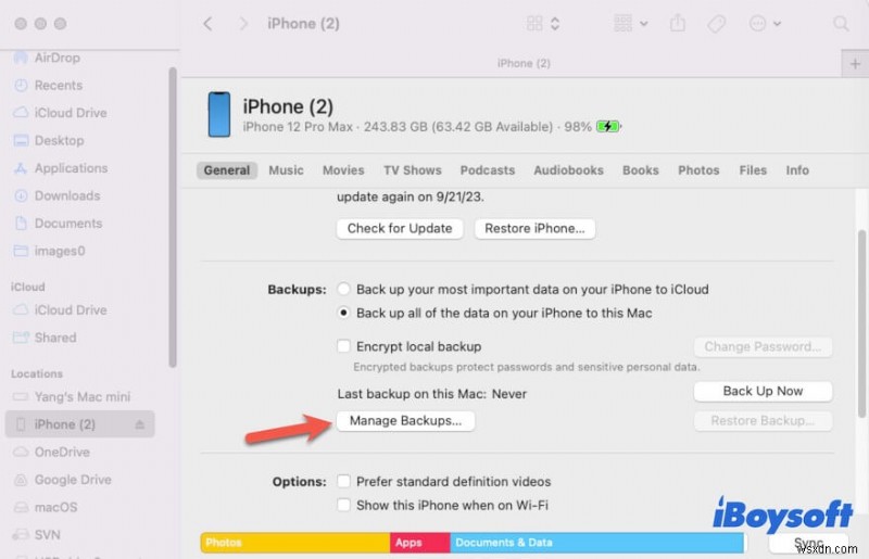 macOS Sonoma를 설치하기 위한  공간 부족  오류 해결 