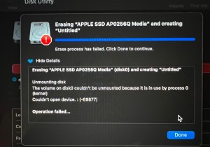 Mac 드라이브에서  삭제 프로세스 실패  오류를 해결하는 방법 