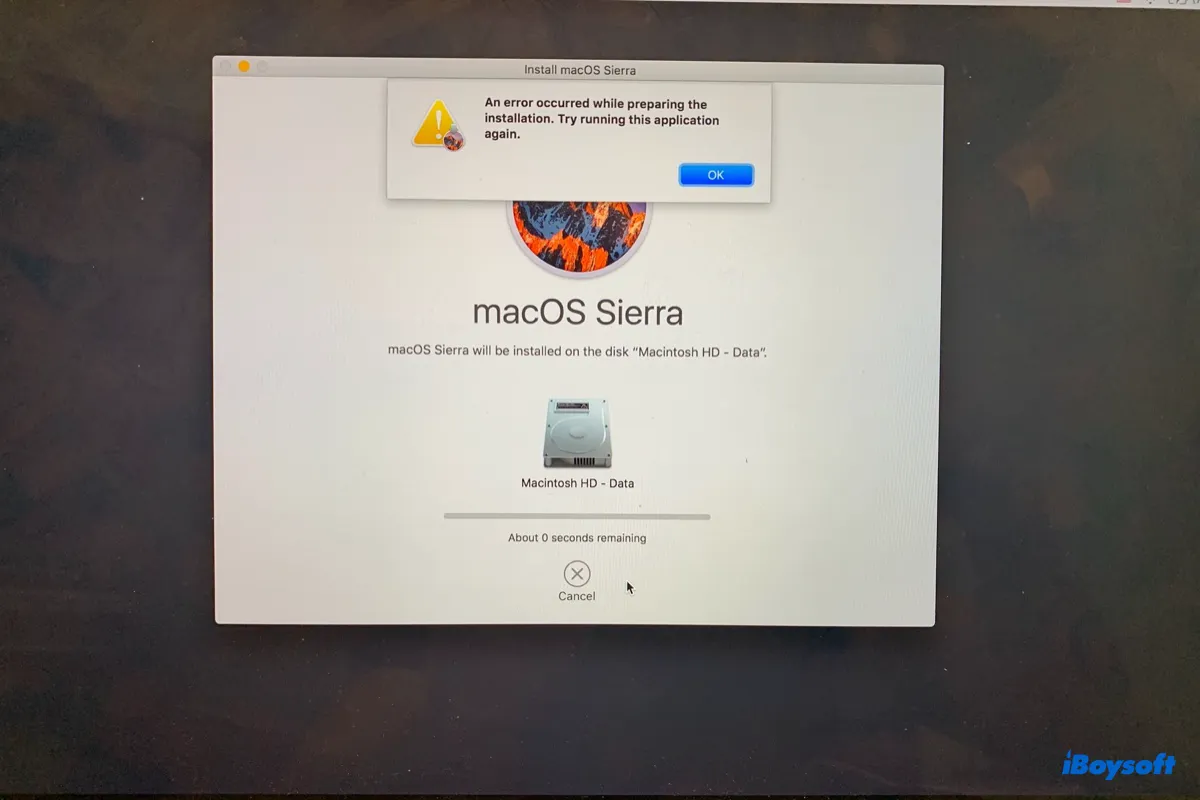 macOS 설치 오류 수정:Mac에서  설치를 준비하는 동안 오류가 발생했습니다  