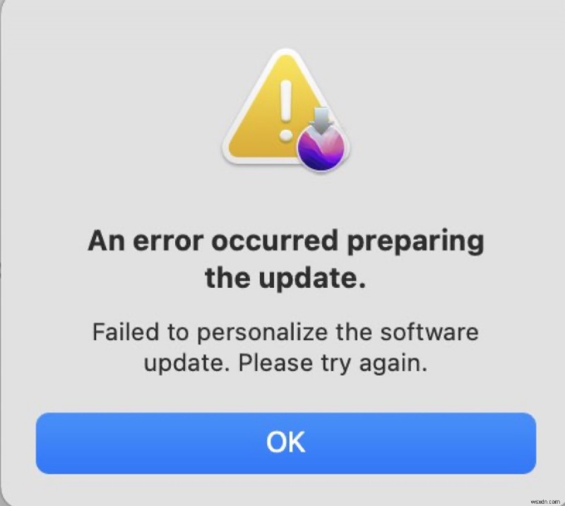 macOS Sequoia를 실행하는 M1 Mac에서  소프트웨어 업데이트를 개인화하지 못했습니다  오류 수정 
