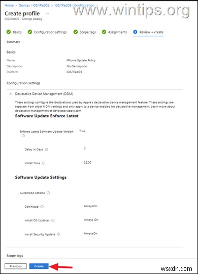 Microsoft Intune에서 iOS 장치용 DDM 업데이트 정책 설정에 대한 단계별 가이드 