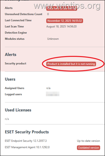 ESET Protect Console의  제품이 설치되었지만 실행되지 않습니다  오류 해결 – 빠른 수정 가이드 