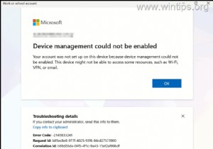 Microsoft 365 및 Intune에서  장치 관리를 활성화할 수 없습니다  오류(80192EE7 / -2145833241) 해결 방법