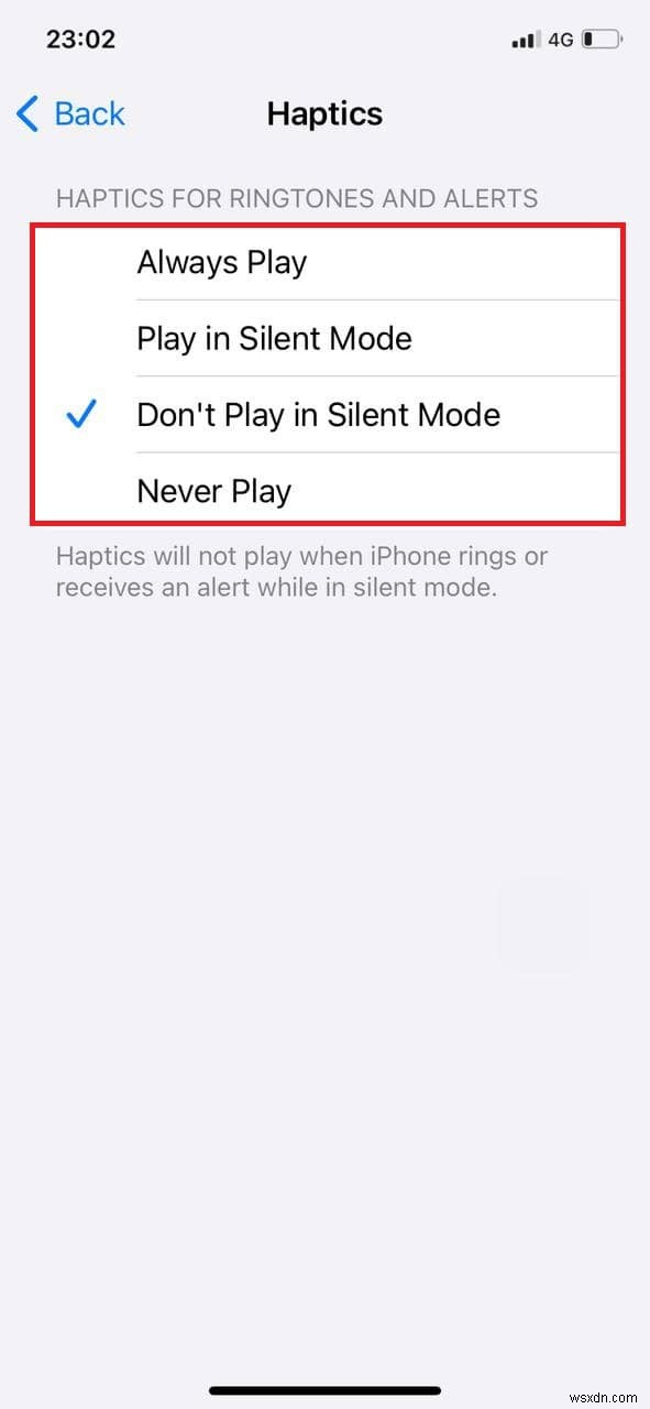 iPhone의 무음 모드 조정:진동 활성화 또는 비활성화 