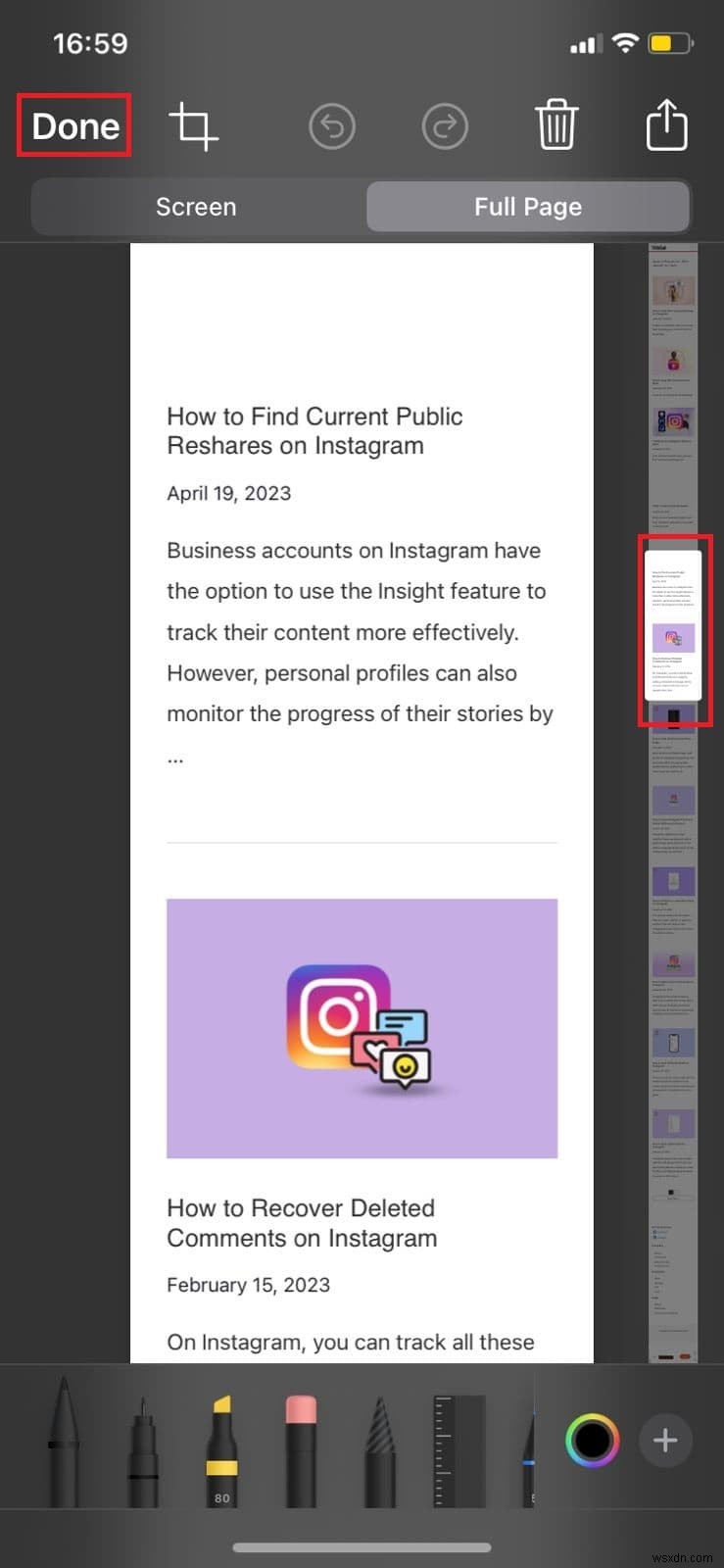 iPhone에서 전체 페이지 스크린샷을 캡처하는 방법:단계별 가이드 
