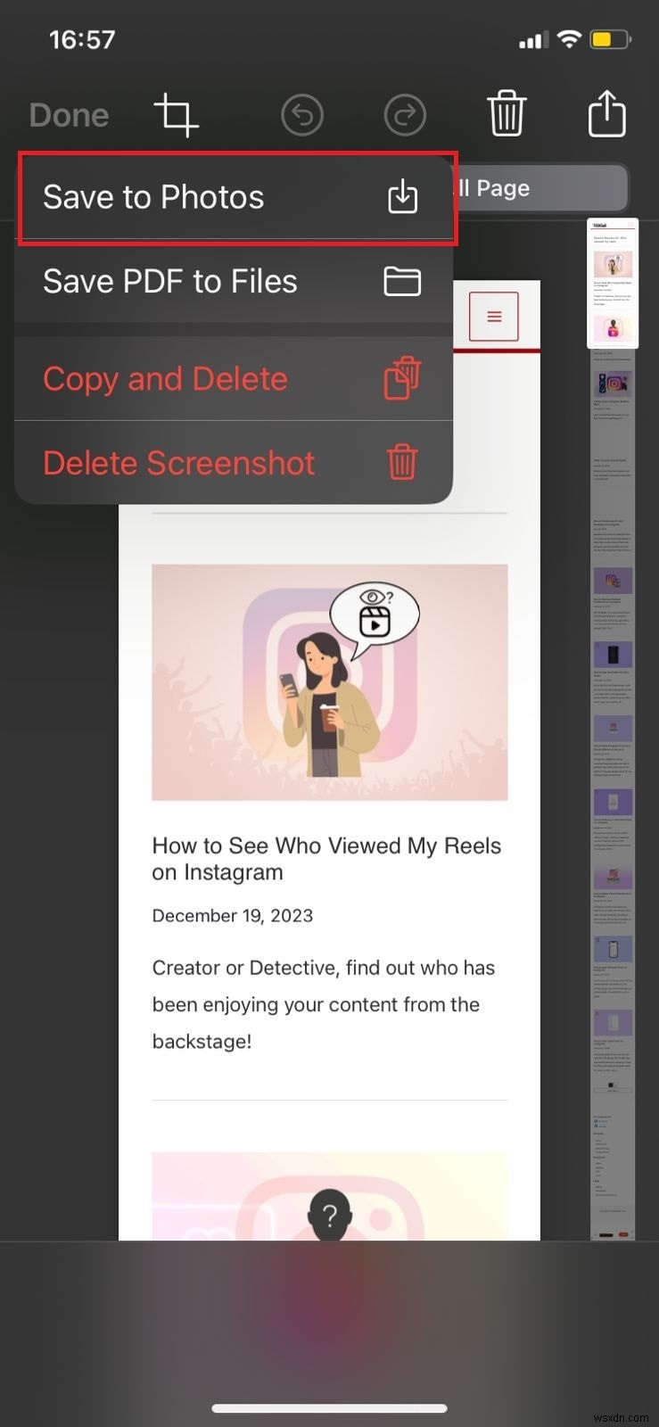 iPhone에서 전체 페이지 스크린샷을 캡처하는 방법:단계별 가이드 