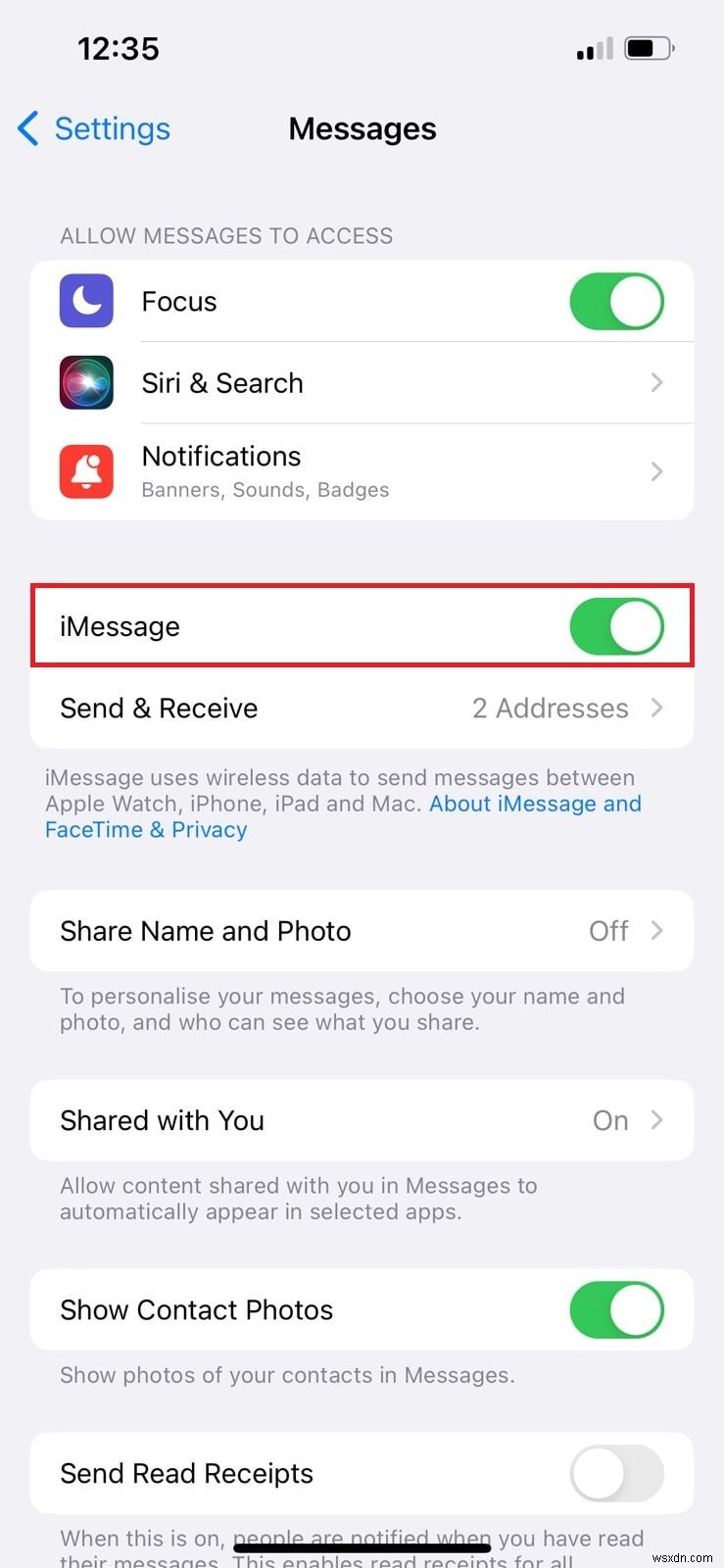 iPhone에서  iMessage에 등록되지 않은 전화번호  오류 수정 