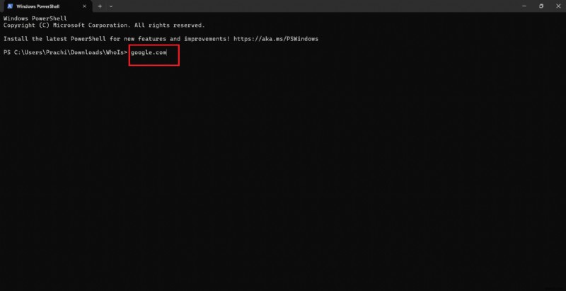 명령 프롬프트를 사용하여 Windows에서 WHOIS 조회 수행 