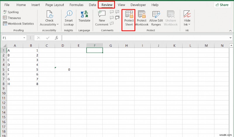전체 시트를 잠그지 않고 Excel 2010/2016에서 개별 셀을 보호합니다. 