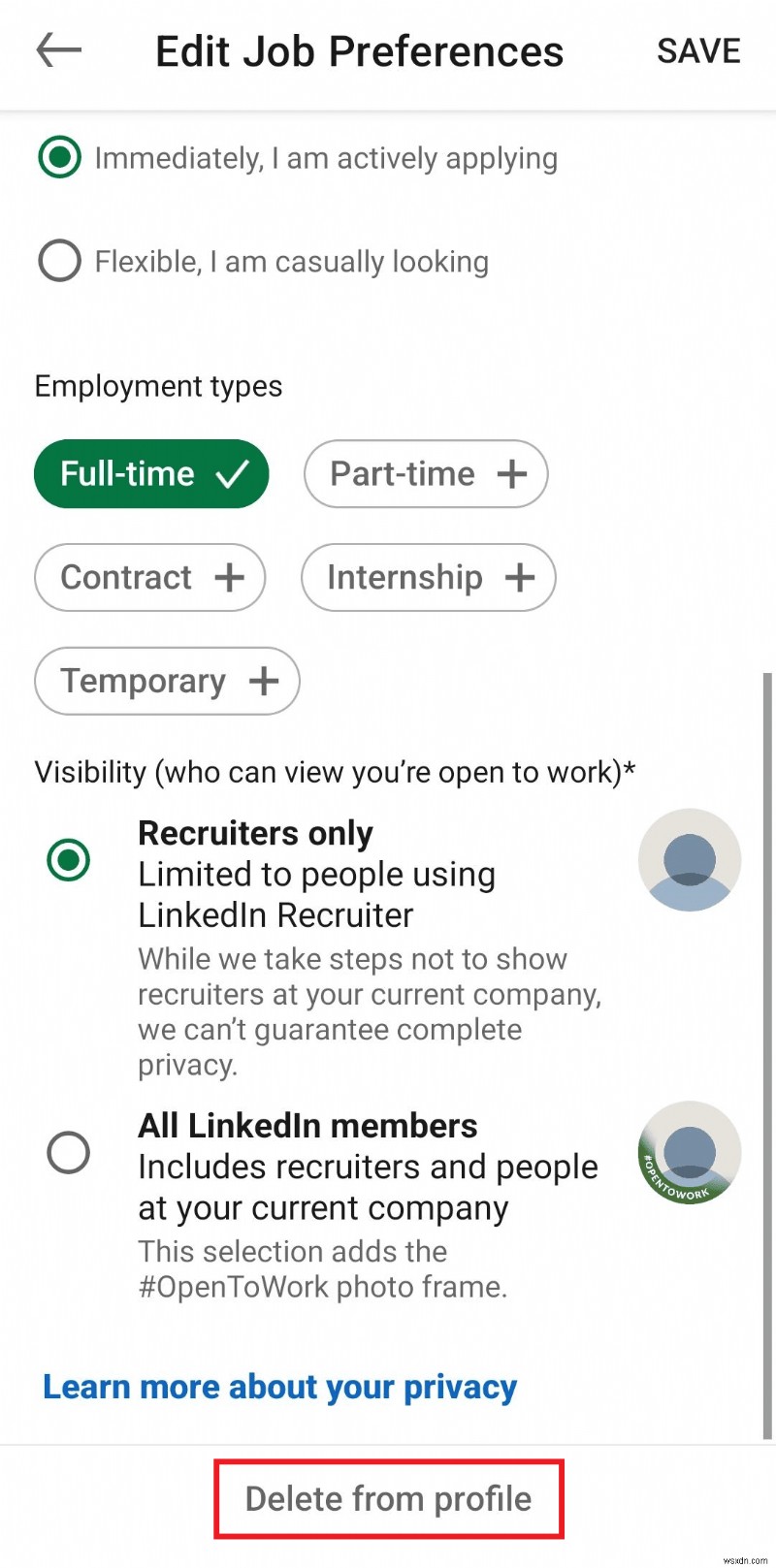 LinkedIn 모바일 앱에서 Open to Work 기능 비활성화 - 단계별 가이드 