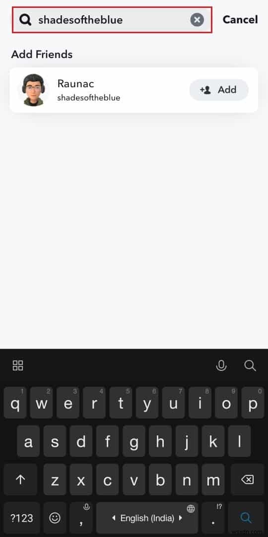 검색에 의해 추가됨  알림 없이 Snapchat 친구 추가 