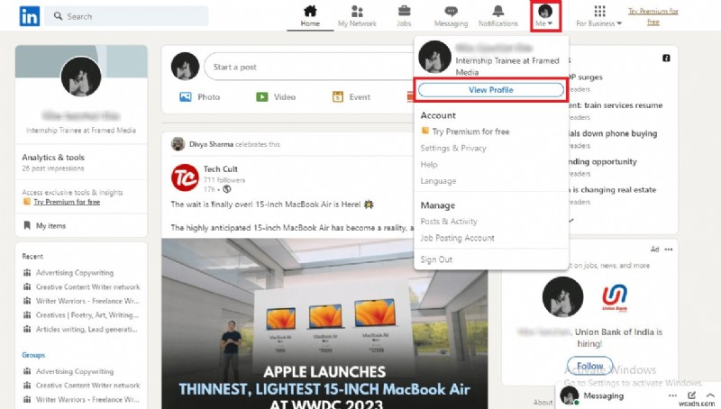전문성 보여주기:LinkedIn 프로필에 게시물 추가 