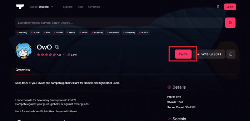 Discord 서버에 OwO Bot 추가:재미와 상호 작용을 위한 단계별 가이드 