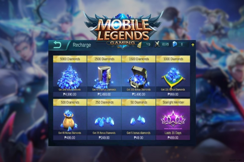 단계별 가이드:모바일 잔액으로 Mobile Legends 다이아몬드 충전하기 