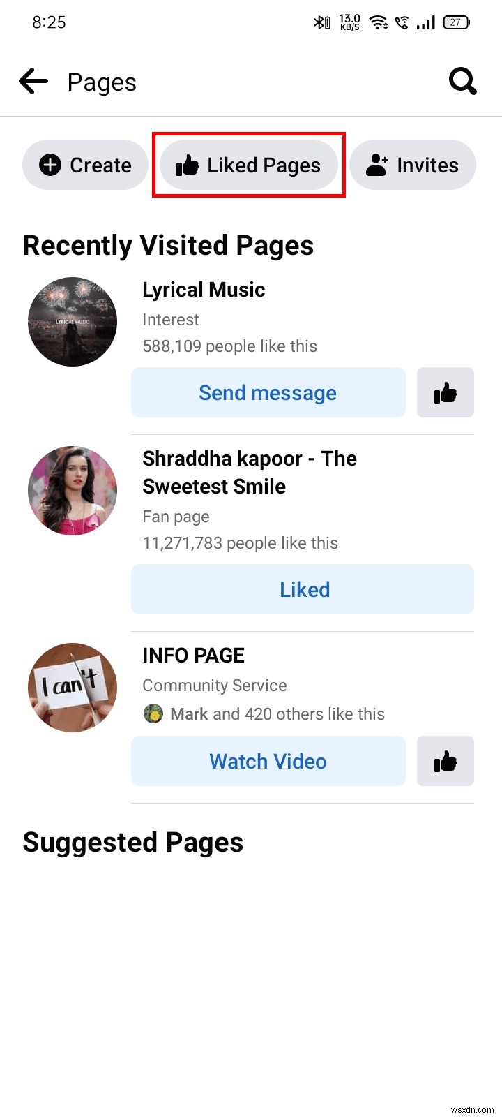 Android 및 데스크톱에서 좋아요를 누른 Facebook 페이지를 쉽게 보고 관리할 수 있습니다. 