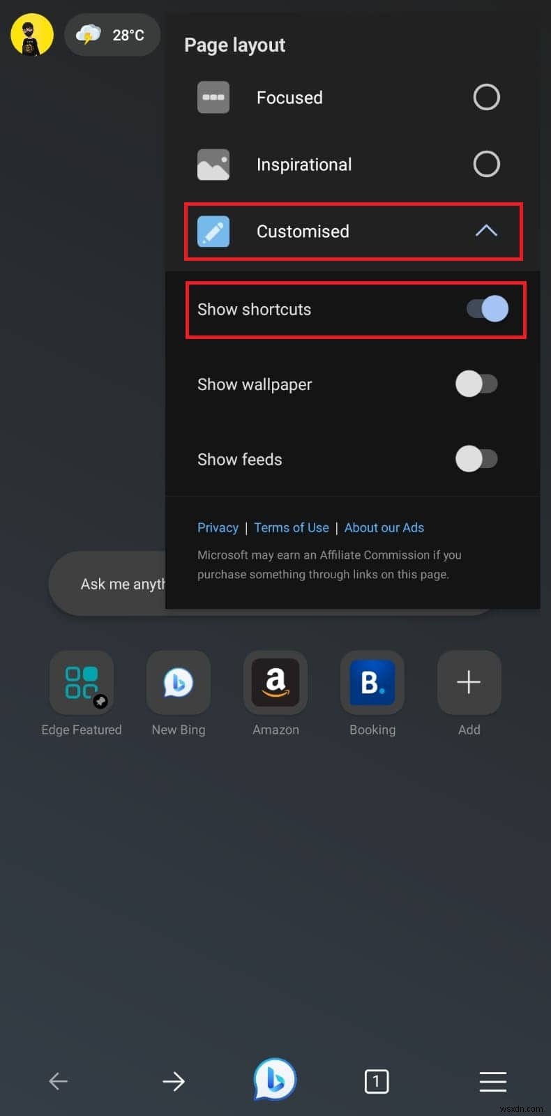 Android의 Microsoft Edge 홈페이지에 축소판 추가 - 쉬운 단계별 가이드 