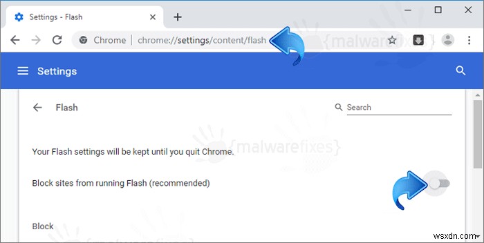 Google Chrome에서  Flash Player가 더 이상 지원되지 않음  경고 끄기 