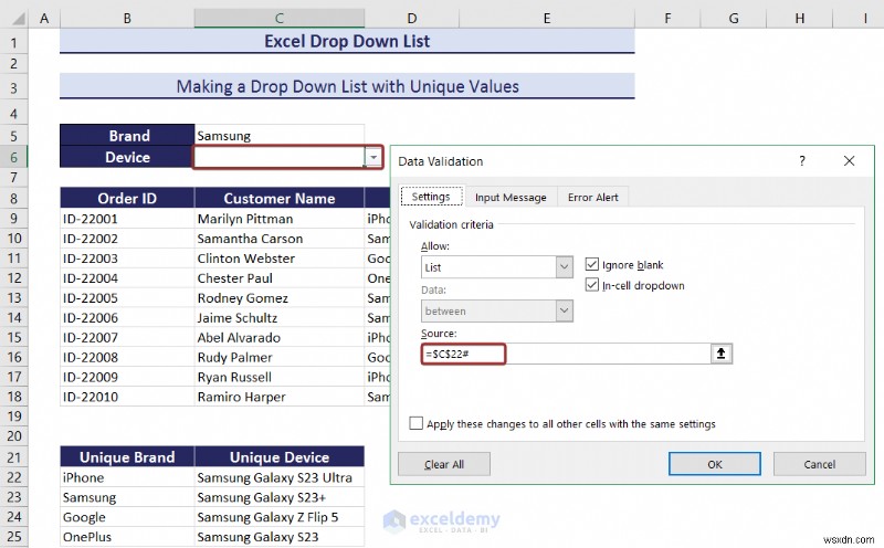 Master Excel 드롭다운 목록:생성, 편집, 제거, 필터링 및 보호 