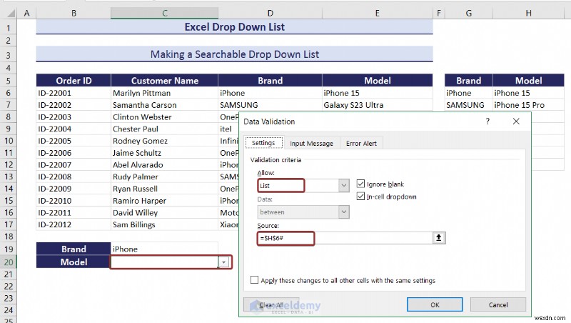 Master Excel 드롭다운 목록:생성, 편집, 제거, 필터링 및 보호 