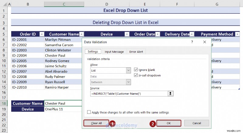 Master Excel 드롭다운 목록:생성, 편집, 제거, 필터링 및 보호 