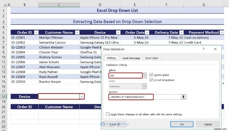Master Excel 드롭다운 목록:생성, 편집, 제거, 필터링 및 보호 