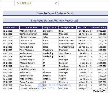 Excel 데이터를 DOC, PDF, CSV, XML 및 vCard 형식으로 쉽게 내보내기 