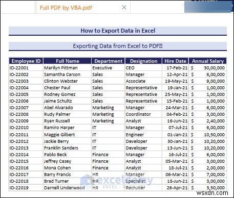 Excel 데이터를 DOC, PDF, CSV, XML 및 vCard 형식으로 쉽게 내보내기 