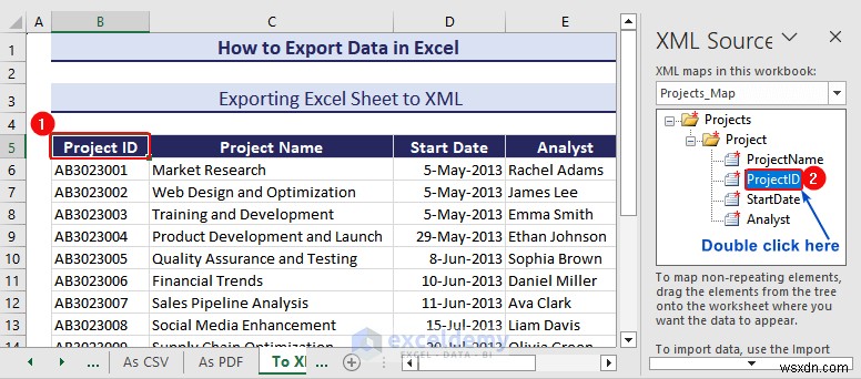 Excel 데이터를 DOC, PDF, CSV, XML 및 vCard 형식으로 쉽게 내보내기 