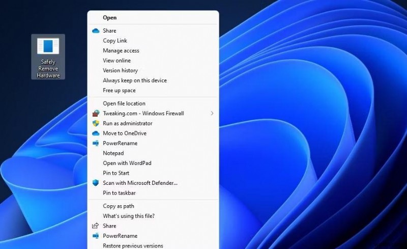 Windows 11에서 안전한 USB 꺼내기 바로가기 만들기 