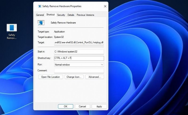 Windows 11에서 안전한 USB 꺼내기 바로가기 만들기 