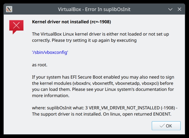Linux에서 VirtualBox 커널 드라이버 오류 해결 